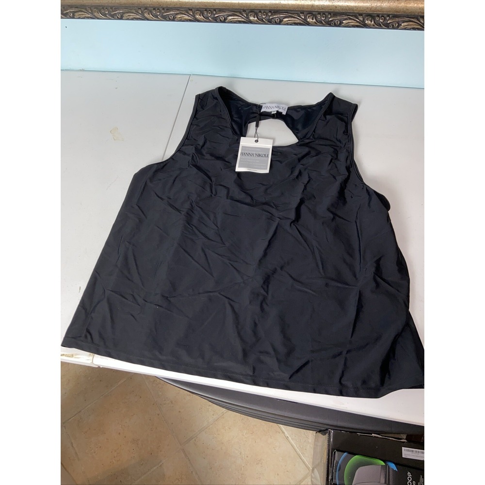 Hanna Nikole Tankini 24w Swimsuit Top Women's Black